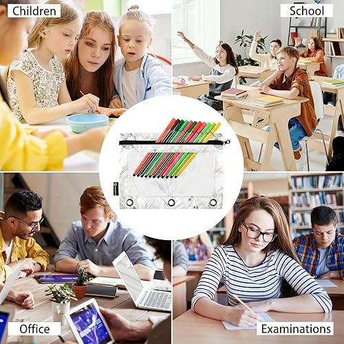 Vista 48 de Gredecor Estuche para lápices con 3 anillos, diseño de búho de dibujos animados, con cremallera, 2 unidades, organizador transparente para carpetas