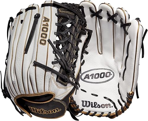 Wilson 2022 A1000 T125 - Guante de campo rápido de 12.5 pulgadas, tiro a mano izquierda, blanconegrodorado metálico
