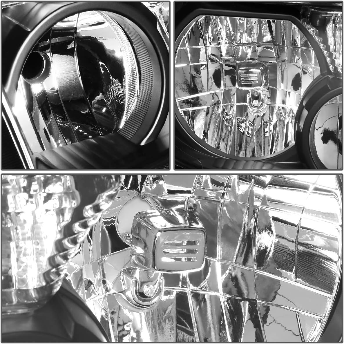 DNA MOTORING HL-OH-TT07-BK-CL1 Pair Black Housing Clear Corner Headlights Compatible with 07-13 Tundra / 08-17 Sequoia