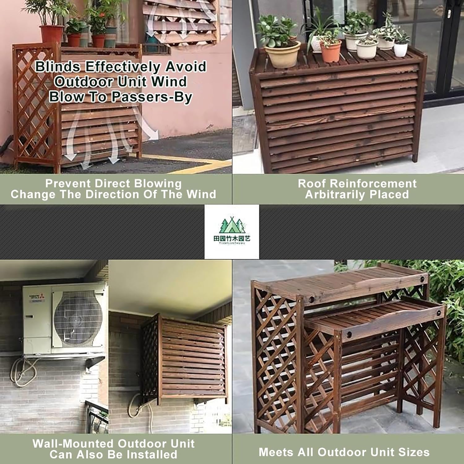 Outdoor Fence Air Conditione Cover Privacy Screens Solid Wood Flower Rack Shutters Privacy Fence Display Stand Plant Flower Pot Breathable for Winter And Summer Trash Can Enclosure ( Size : 105x47x100