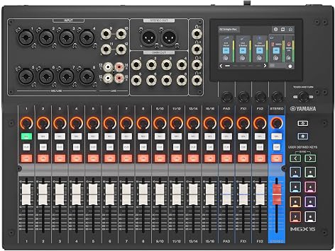 YAMAHA MGX16 Digital Audio Mixer with Touch LCD, Bluetooth, Black