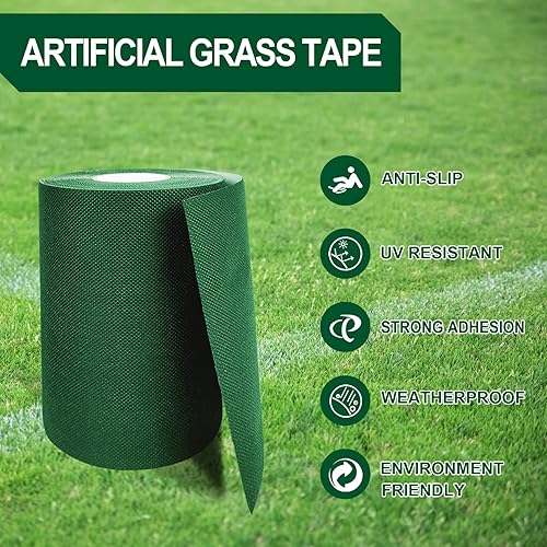 Miniatura 4 de EDSRDRUS Cinta de césped artificial de doble cara, cinta de costura de césped artificial resistente a la intemperie y a los rayos UV, antideslizante