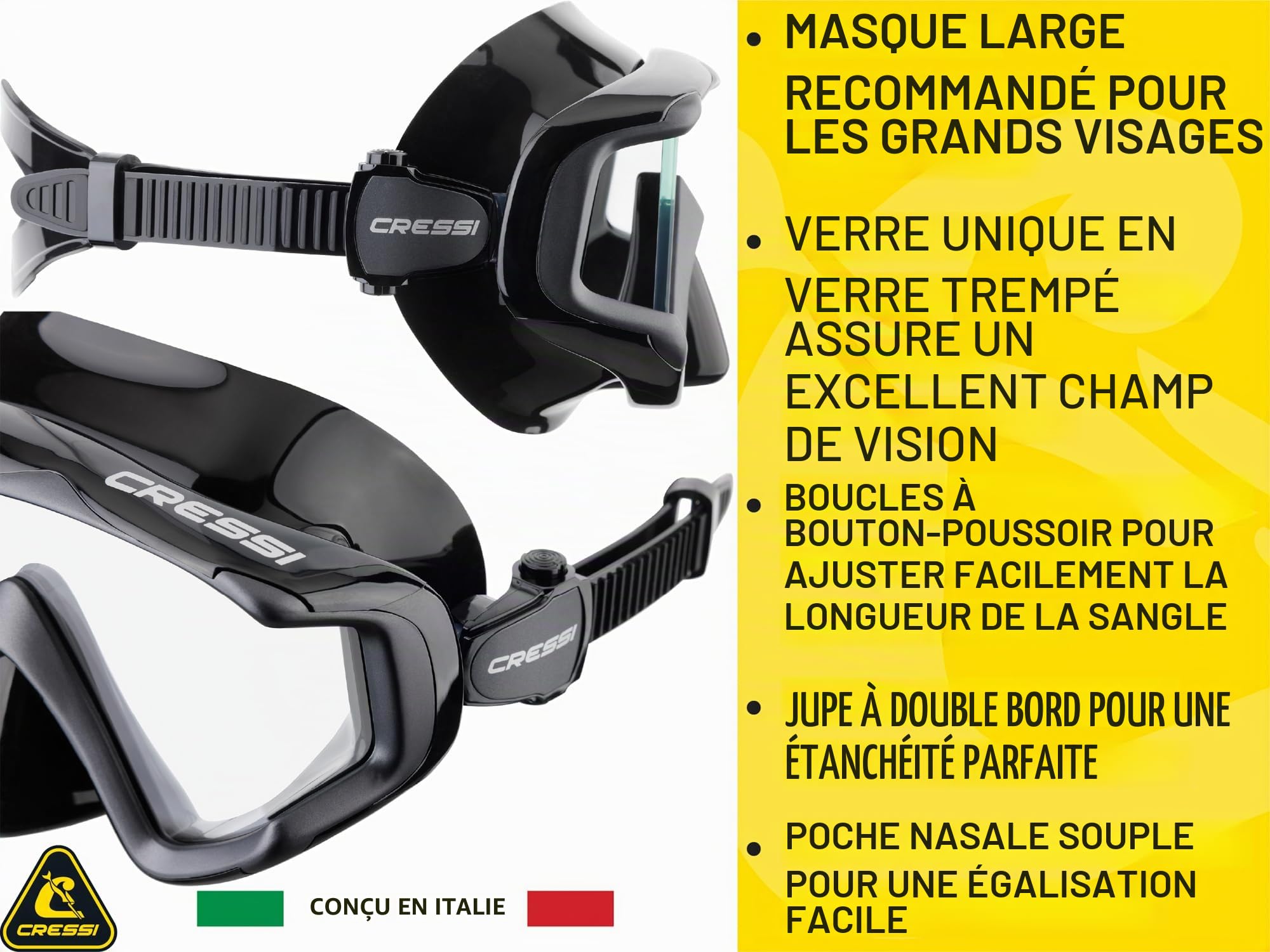 CRESSI Liberty Triside Mask-Masque 3 Verres pour Plongée