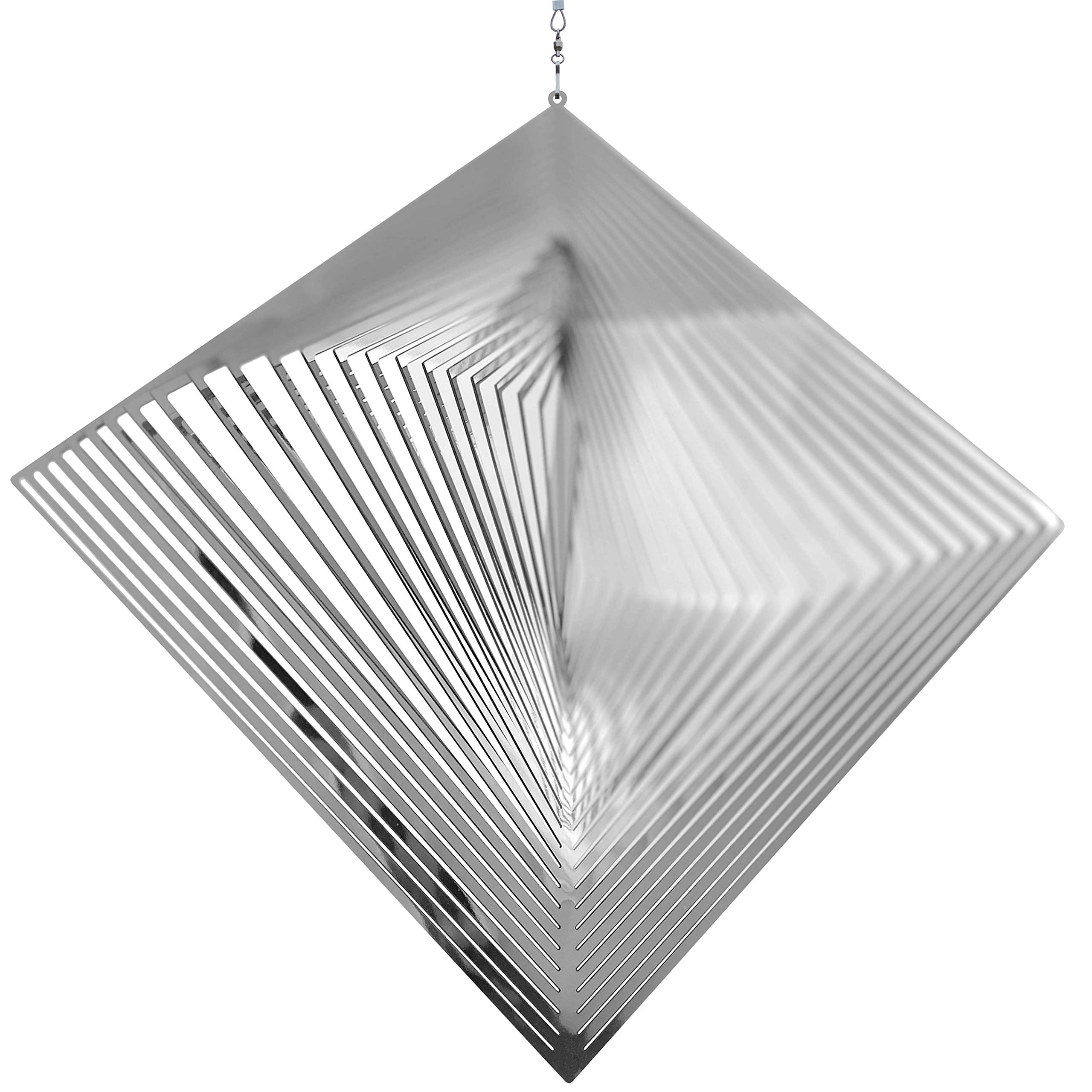 Beauty and the Wind Wind Spinner Metal Garden Spinners Outdoor Garden Art for Backyard Outdoor Hanging Decor and Spinners for Yard and Garden Ornaments 3D Shape (Silver Diamond) — image 1