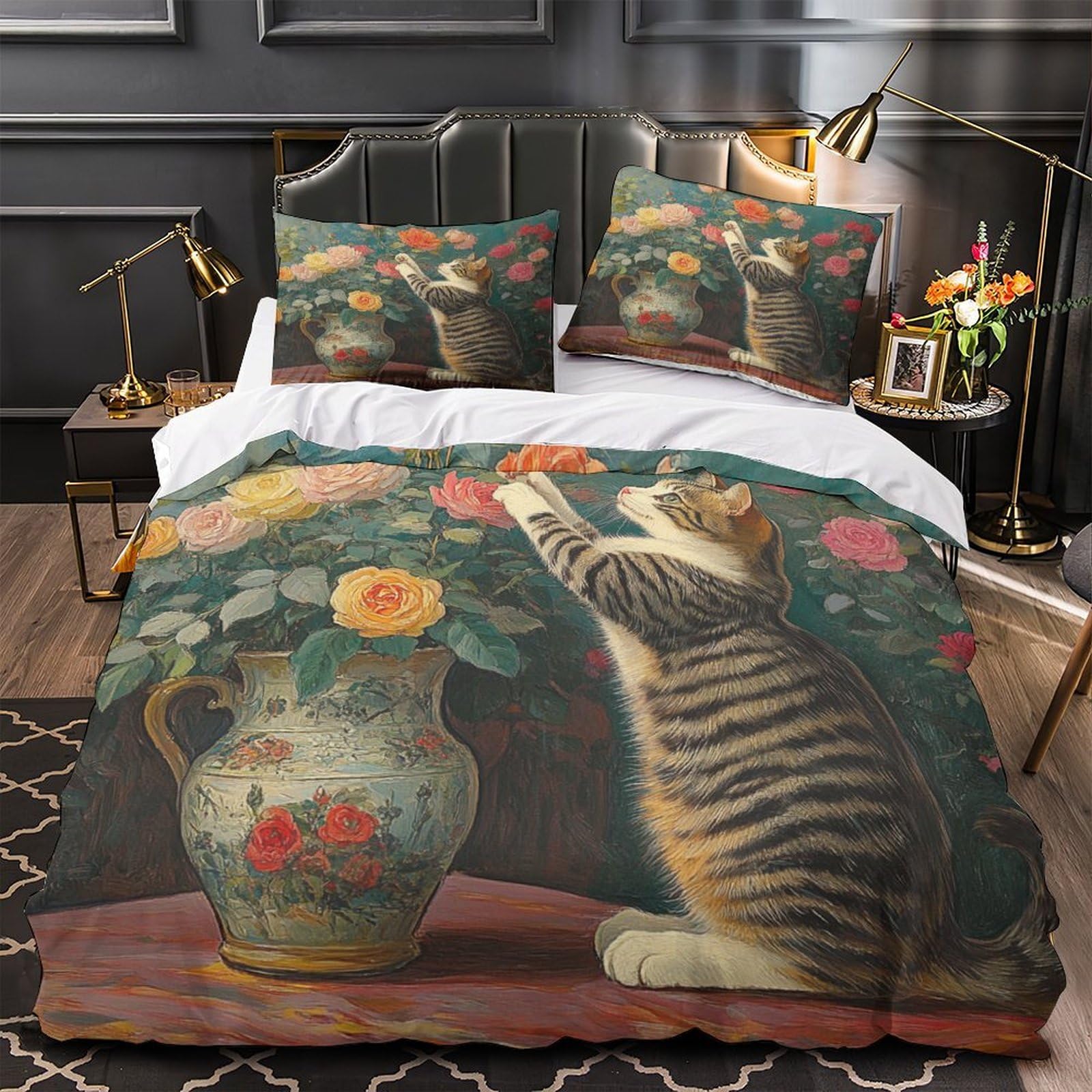 Housse de couette chat 3D 260x220cm lit super king size