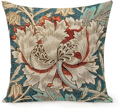 William Morris - Fundas de almohada decorativas de flores vintage y flores, 18 x 18 pulgadas, decoración del hogar, funda de cojín cuadrada para