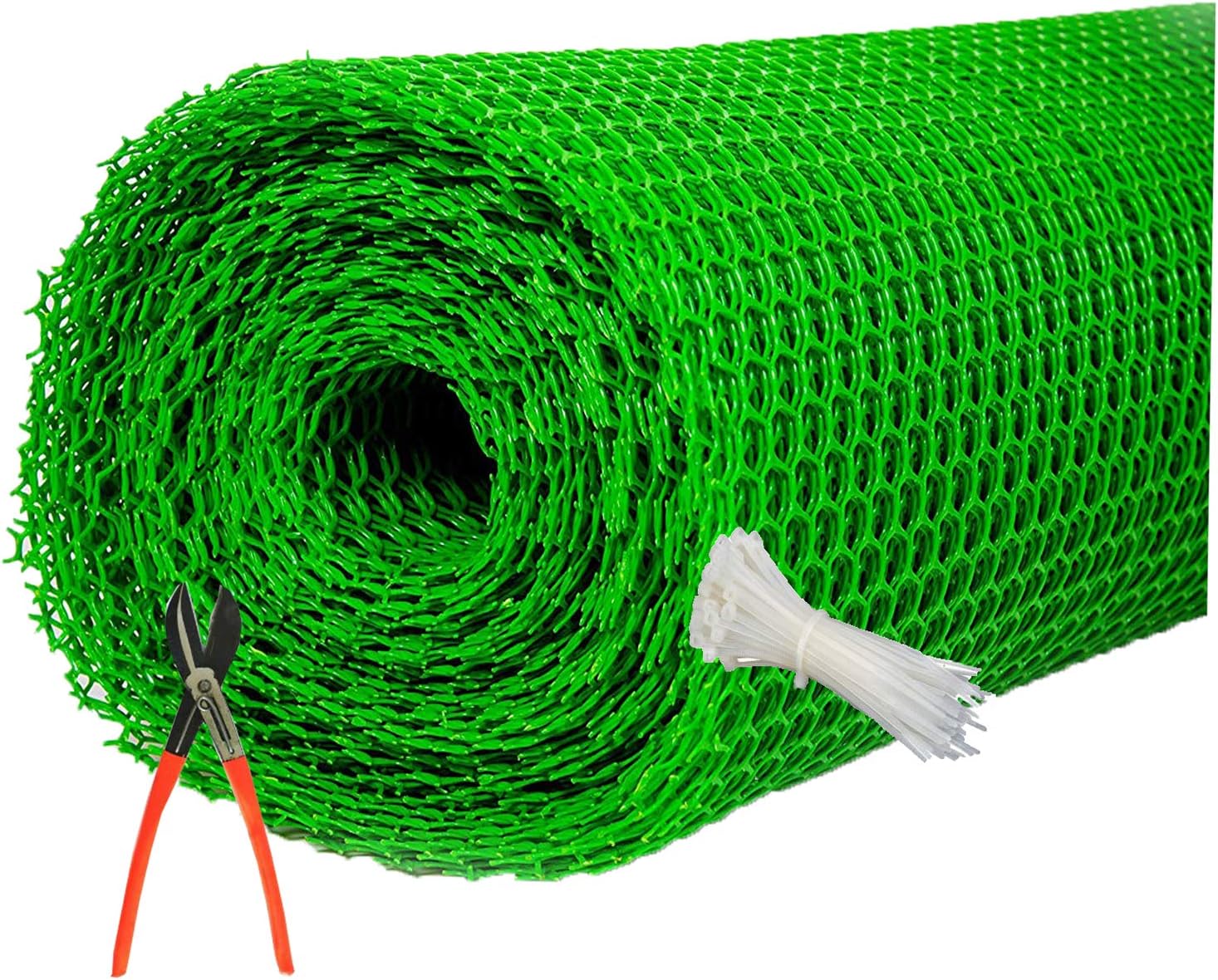 UV Stabilized Garden Fencing Net_Tree Guard Net_Anti Bird Net_PVC Virgin HDPE_4 Feet Height X 60 Feet Length_Green Color_800 GSM with 1 Cutter and 100 PVC Tags SHJAMN9
