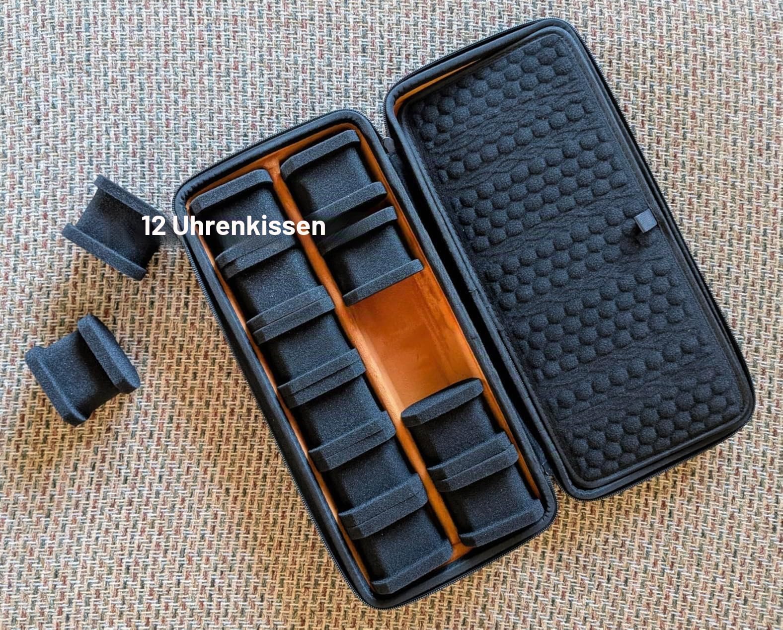 Uhrengehäuse mit 12 Fächern – Hartschalen-Aufbewahrungsbox für Uhren und Reisen, passend für große und kleine Uhren.