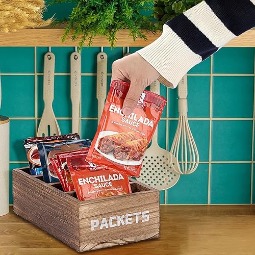 Miniatura 6 de BSTKEY Organizador de paquetes de condimentos, organizador de almacenamiento de paquetes de alimentos con 4 compartimentos, organizador de