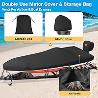 Vista 5 de Funda para Barco de 16-18 pies, Funda para Barco Bass 1200D, Fundas para Barco Resistentes e Impermeables con Funda para Motor y Kits de Drenaje