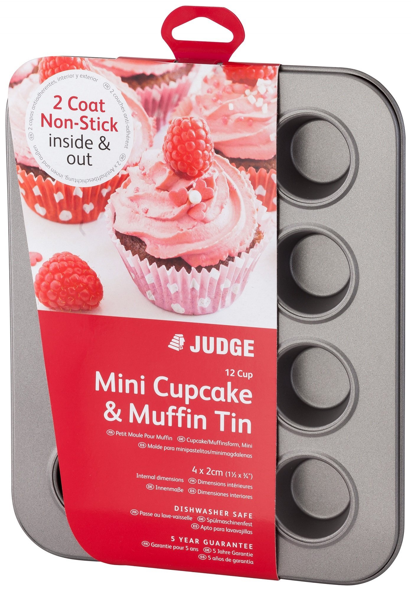 Judge 12 Cup Mini Cupcake/Muffin Tin, 4 x 2 cm, Steel, Grey