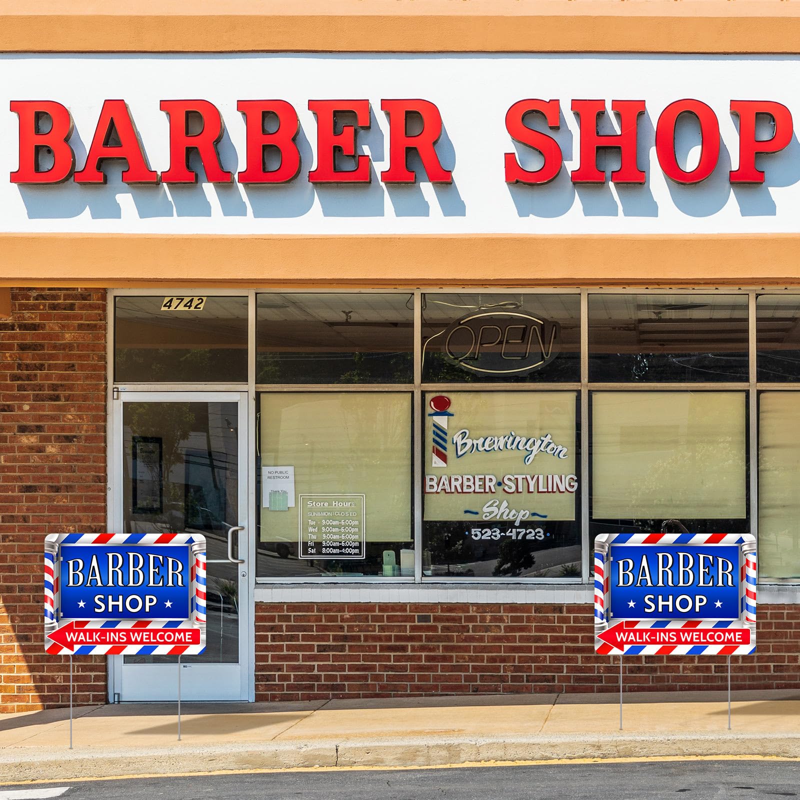 Barber Shop Sign 16x12 Double Sided Coroplast Walk Ins