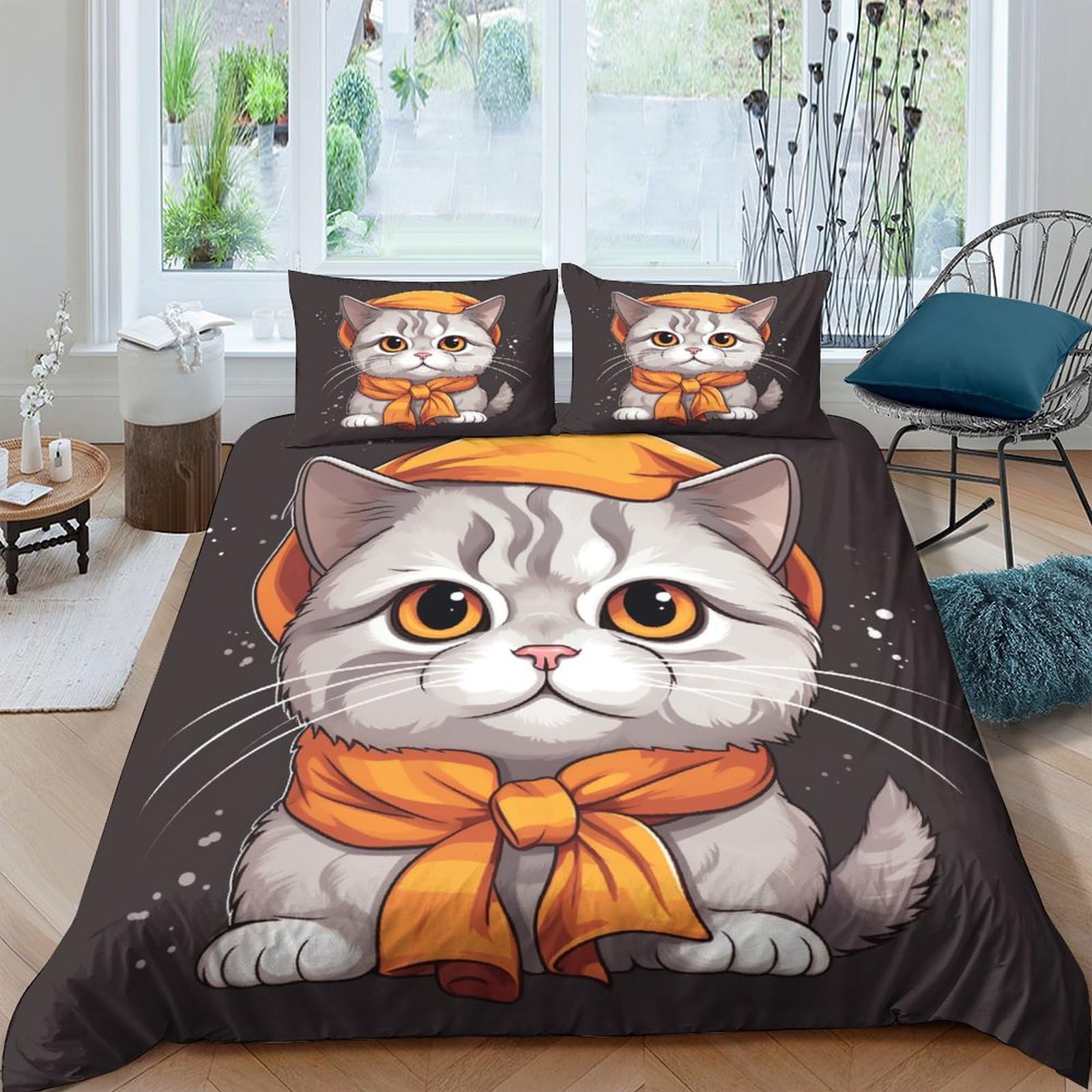 Parure de lit écossaise 3 pièces housse de couette double 200x200 en microfibre douce