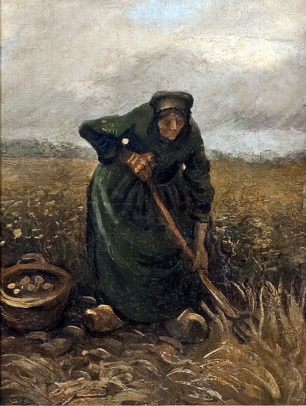Cadre Van Gogh Peasant Woman Lifting Potatoes mat anti-reflet L