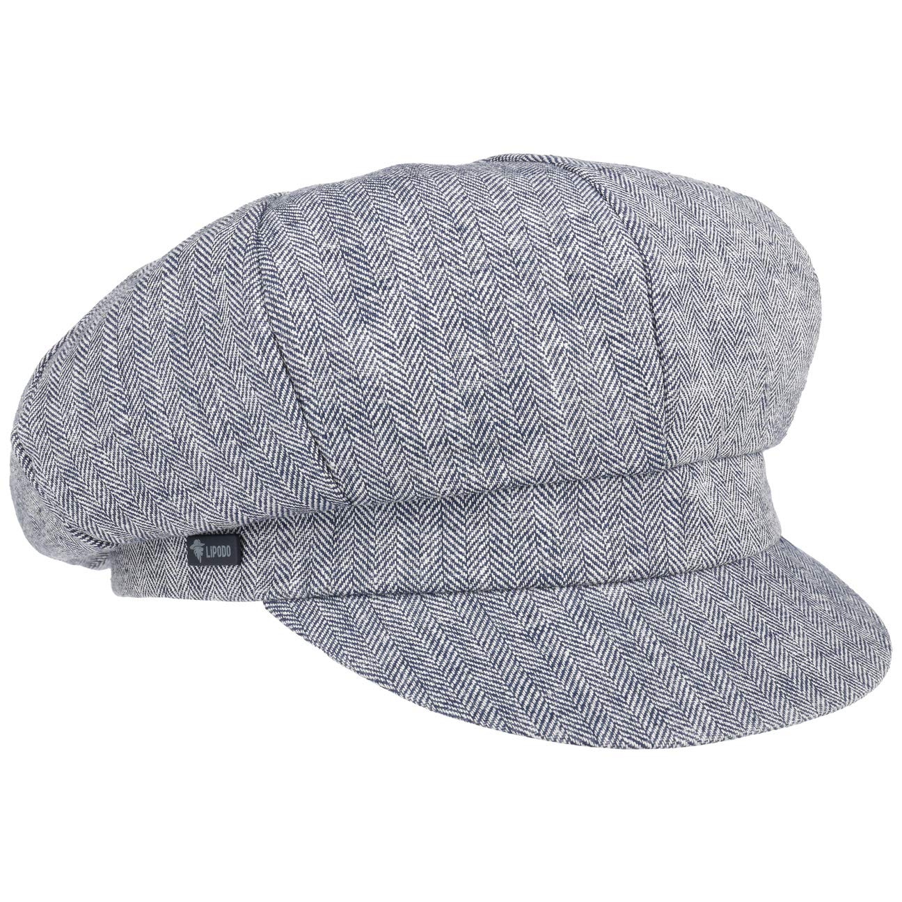 Lipodo Unisex Kids Blue Herringbone Newsboy Cap By