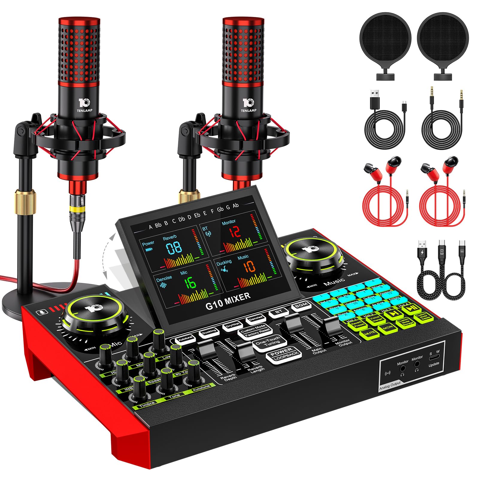 G10 Kit Podcast avec 2 Microphones, Interface Audio