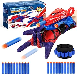 Spider Web Shooters for Kids, Vingtank Glove Launcher Boys Toys Age 3-9 Super Cosplay Launcher Game with 20 Foam Suction C...