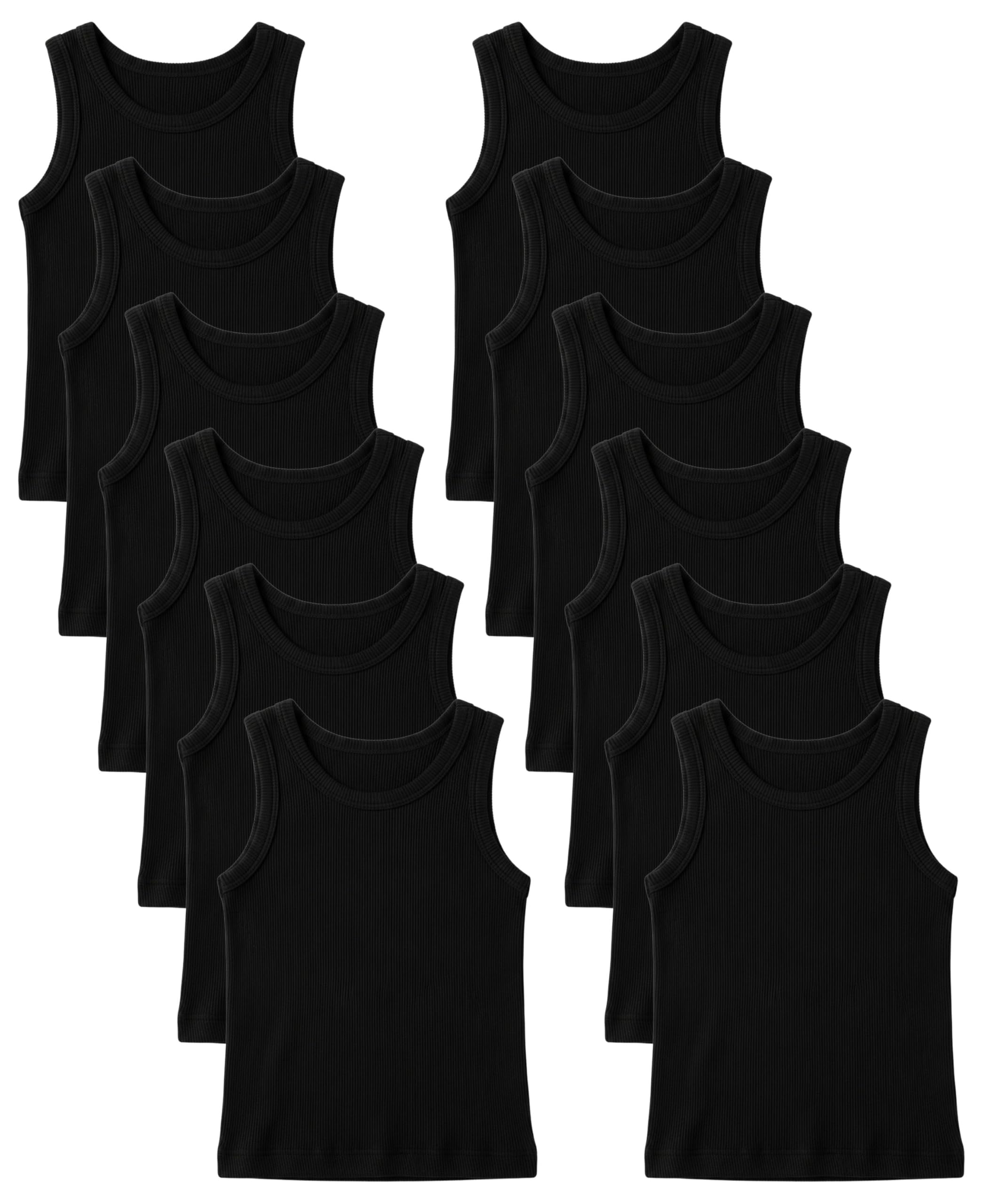 Andrew Scott Basics Boys' 12 Pack Color A-Shirt Sport Tank Top Undershirts