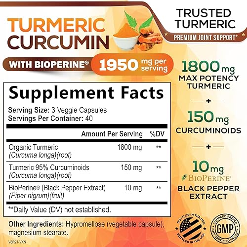 Miniatura 11 de Nature's Nutrition Cúrcuma, Curcumina máxima potencia, 95% curcuminoides, 0.064 onzas con extracto de pimienta negra para una mejor absorción,