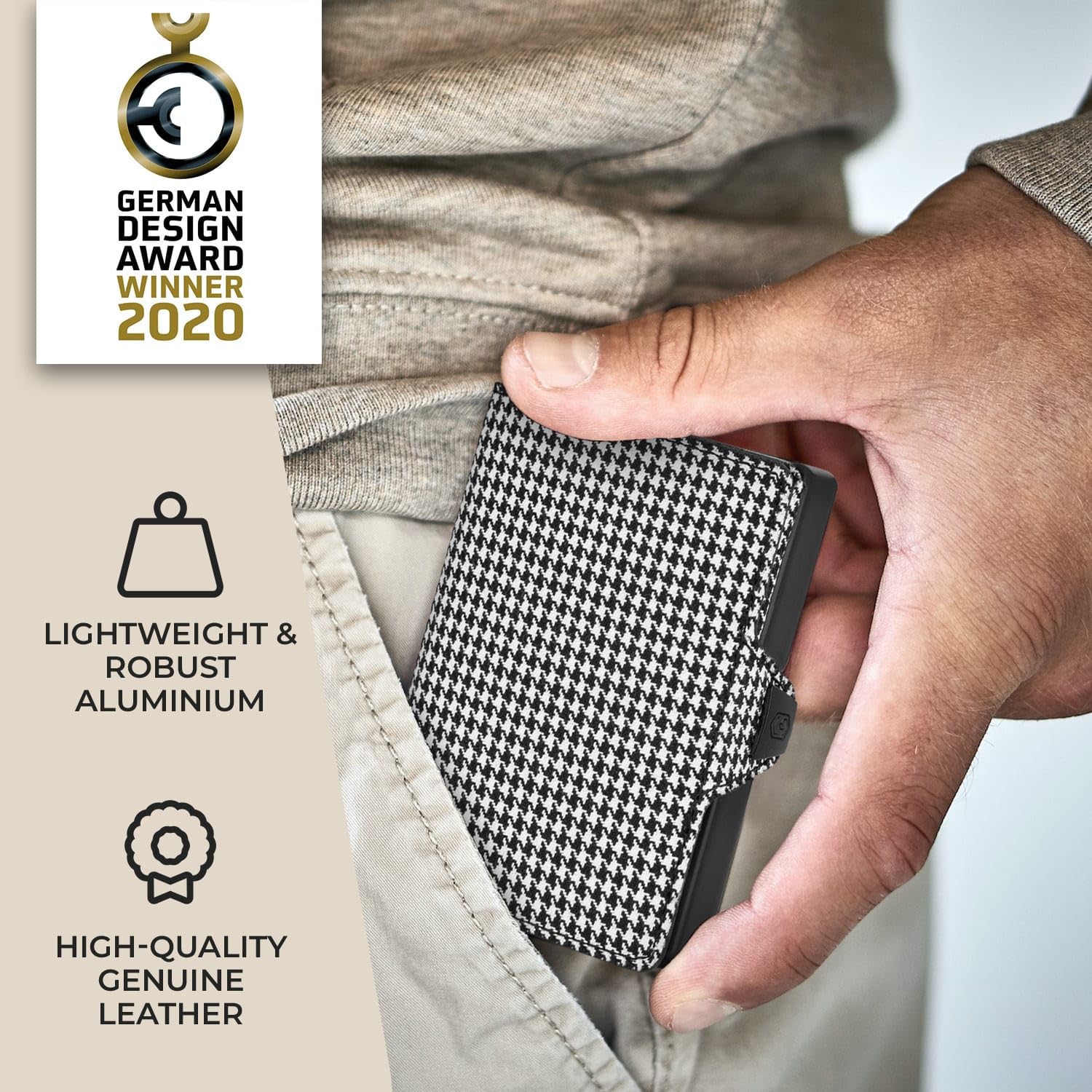 Slimpuro ZNAP miniportfel - etui na karty kredytowe, z aluminiowym klipsem na banknoty i kieszonką na monety, ochrona RFID, skóra korkowa, do 12 kart, brązowy