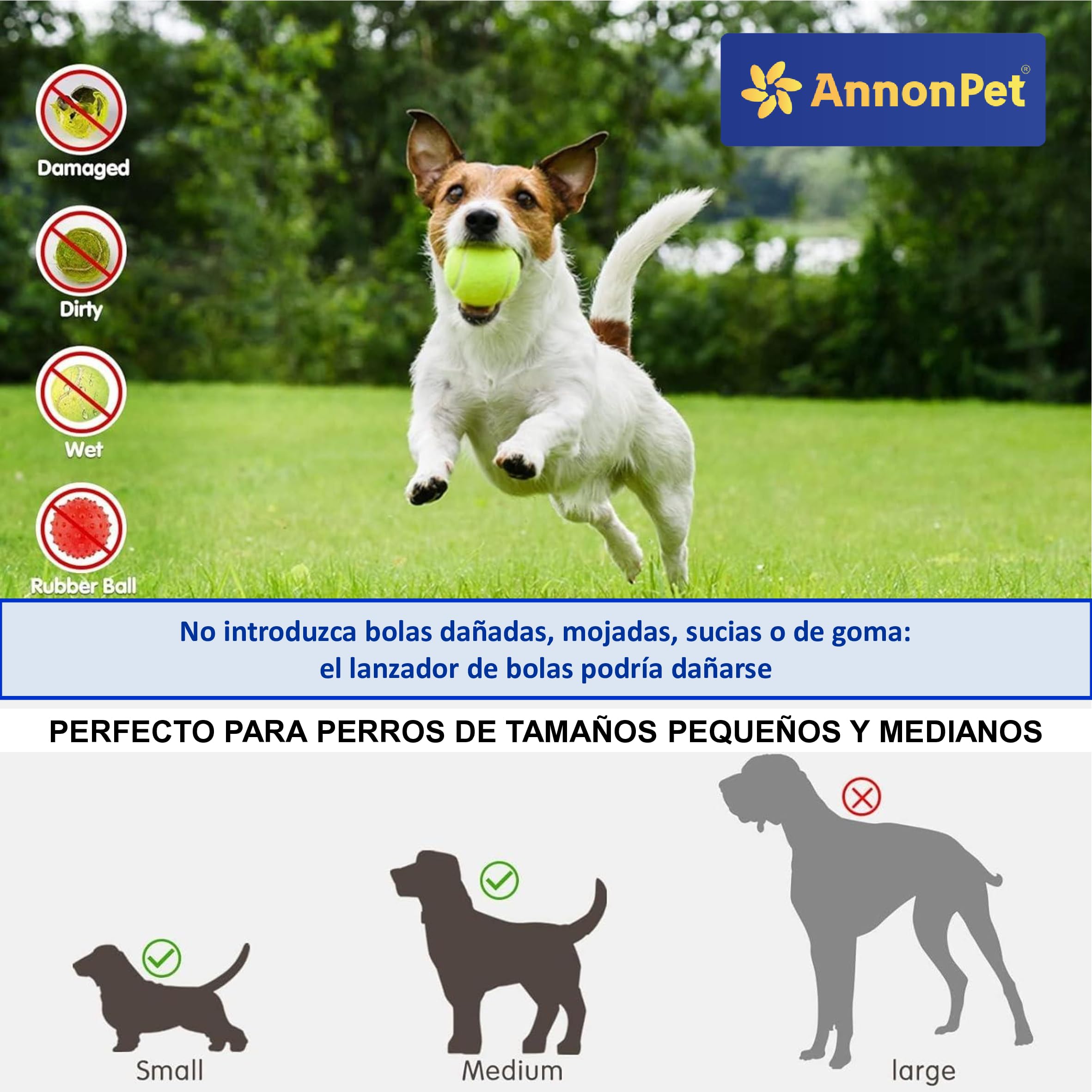 Lanza bolas automático para perros con distancias ajustables 3/6/9 m, carga USB, batería de litio 2200 mAh, incluye 3 pelotas de tenis – Diversión y entrenamiento para tu perro