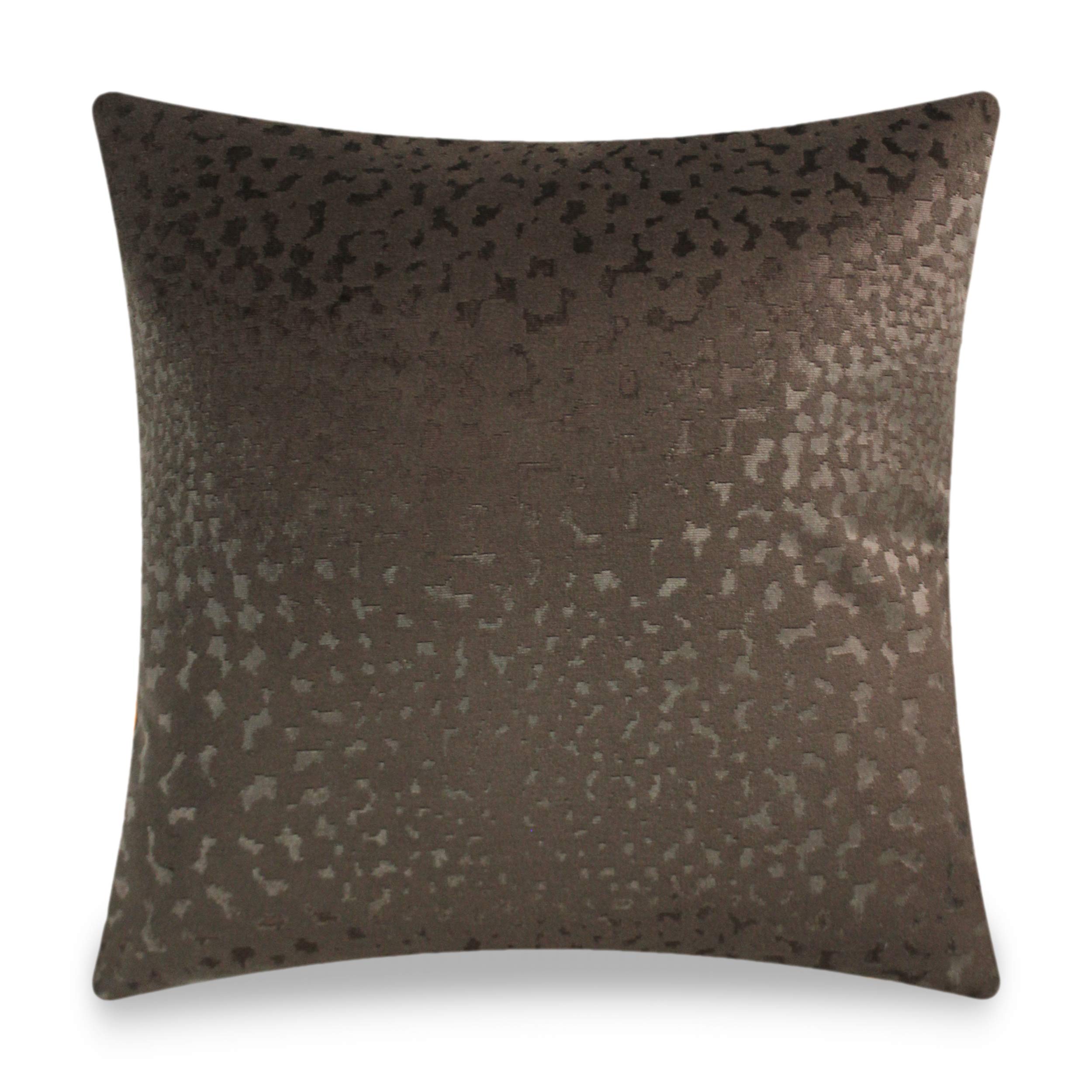 Embossed Fabric Cushion Cover, Plain Textured Decorative Pillowcase, Home Decor Throw Pillow, Dark Brown, 18x18 Inch, 45x45 cm.