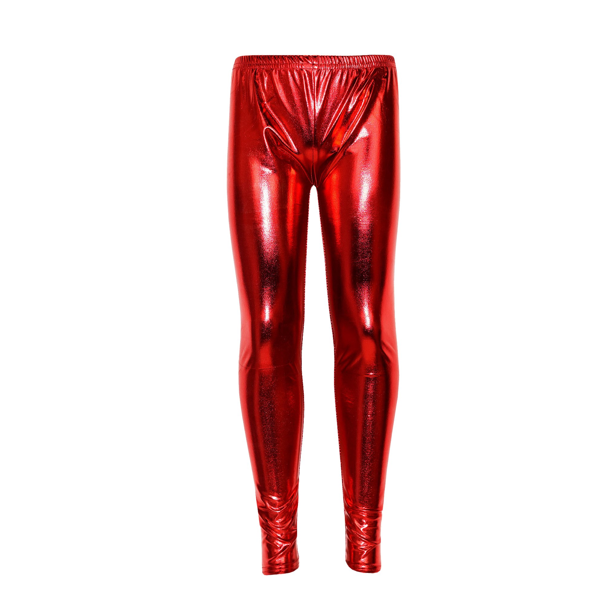 A2Z 4 Kids Girls Leggings Metallic Shiny Disco Fashion - Metalic Legging Red 13