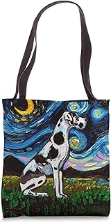 Harlequin Great Dane Starry Night Dog Animal Art by Aja Tote Bag