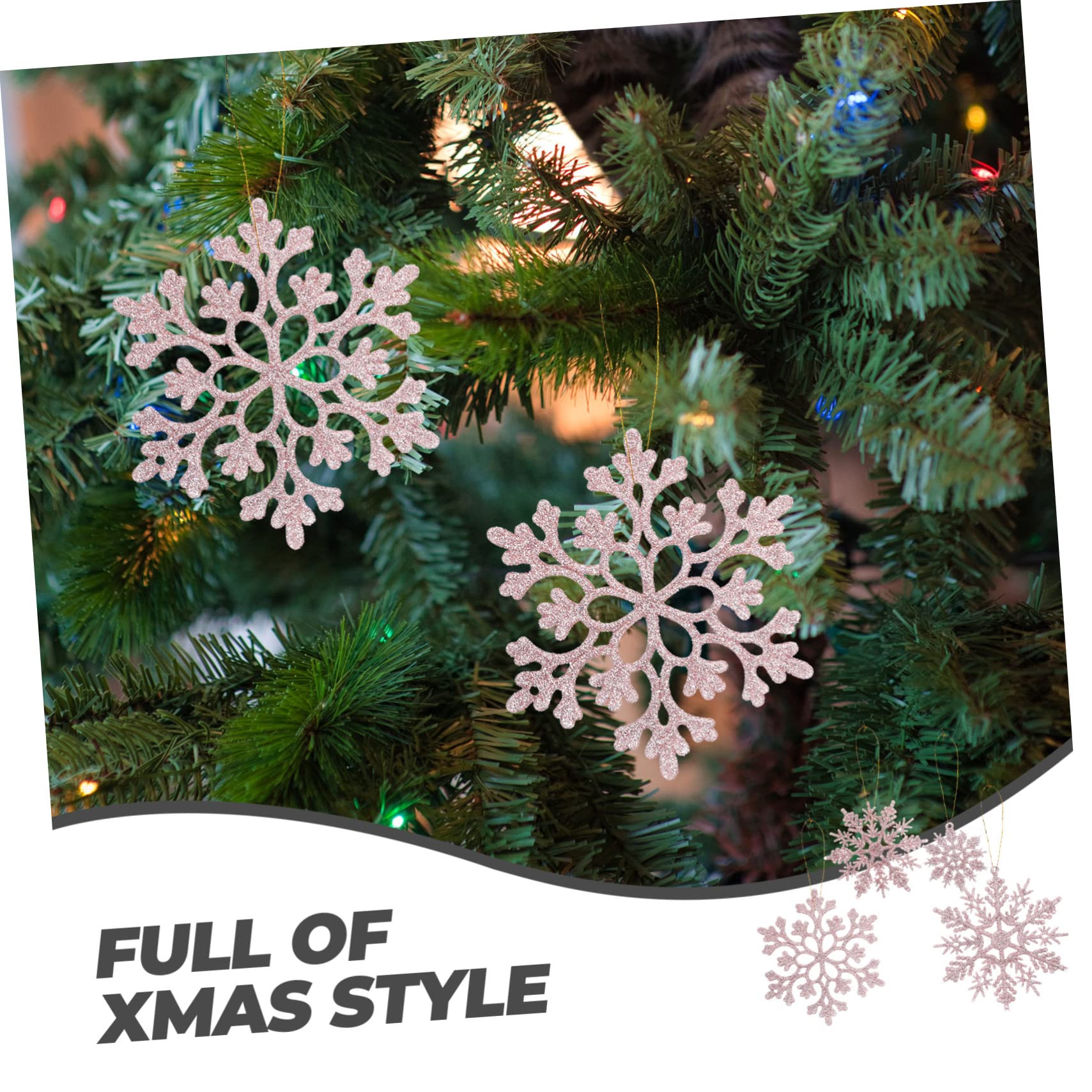 PRETYZOOM 108stücke Teiliges Schneeflocken-Ornament Glitzernde Weihnachtsbaum-Dekorationen Für Festliche Anlässe Wiederverwendbar Roségold Hängende Deko Für Weihnachtsfeiern Und