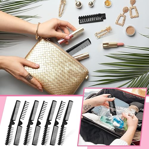 Miniatura 4 de Skylety 100 piezas de cepillo portátil de viaje para el cabello, cepillo plegable de doble cabeza, peine de bolsillo compacto, herramienta de