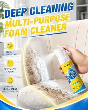 4-in-1 Multi-Enzyme Foam Cleaner,Multi-purpose Deep Cleaning Spray for Car Interior, Kitchen Grease, Bathroom Tiles, Sofa (Lemon Fresh Scent)