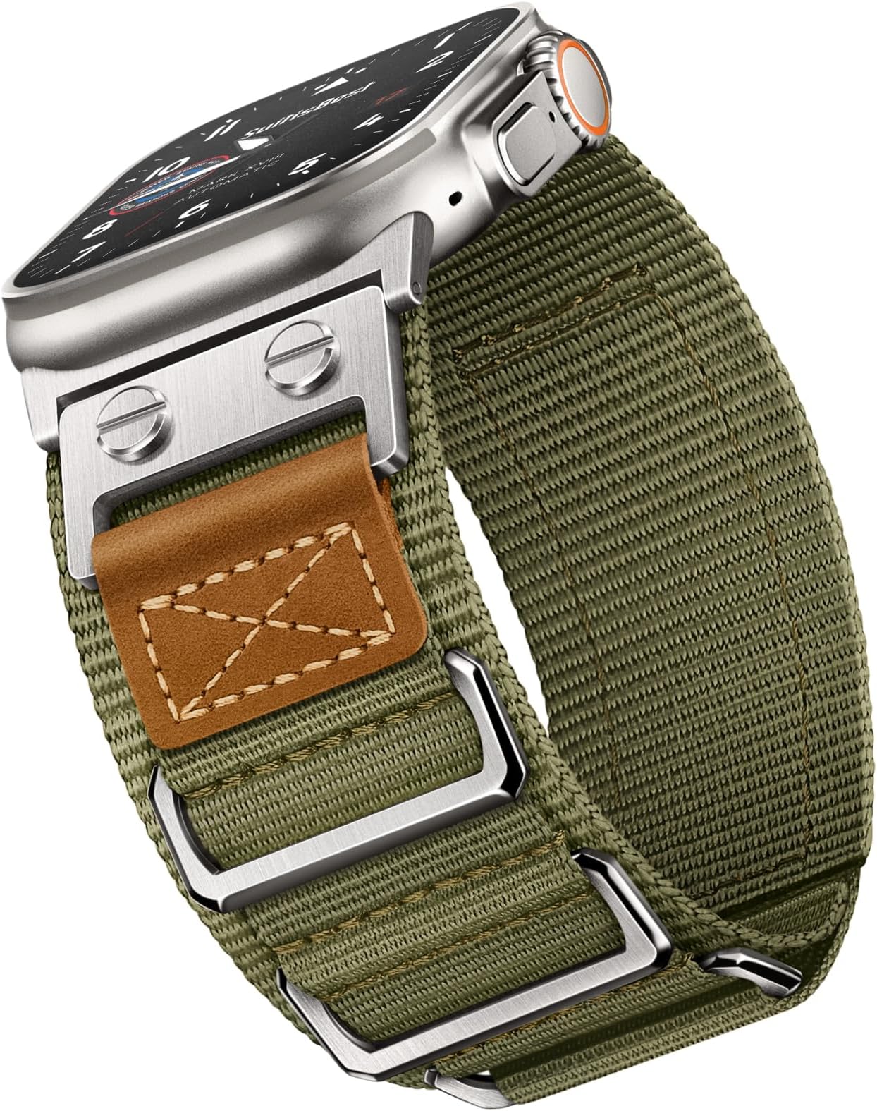 Rugged Bands Compatible for Apple Watch Ultra Band 49mm 46mm 45mm 44mm 42mm, 3 Ring Military Nylon Sport Durable Metal Strap for iWatch Series 11 10 9 8 7 6 5 4 3, SE 3 2 1, Ultra 3 2 1