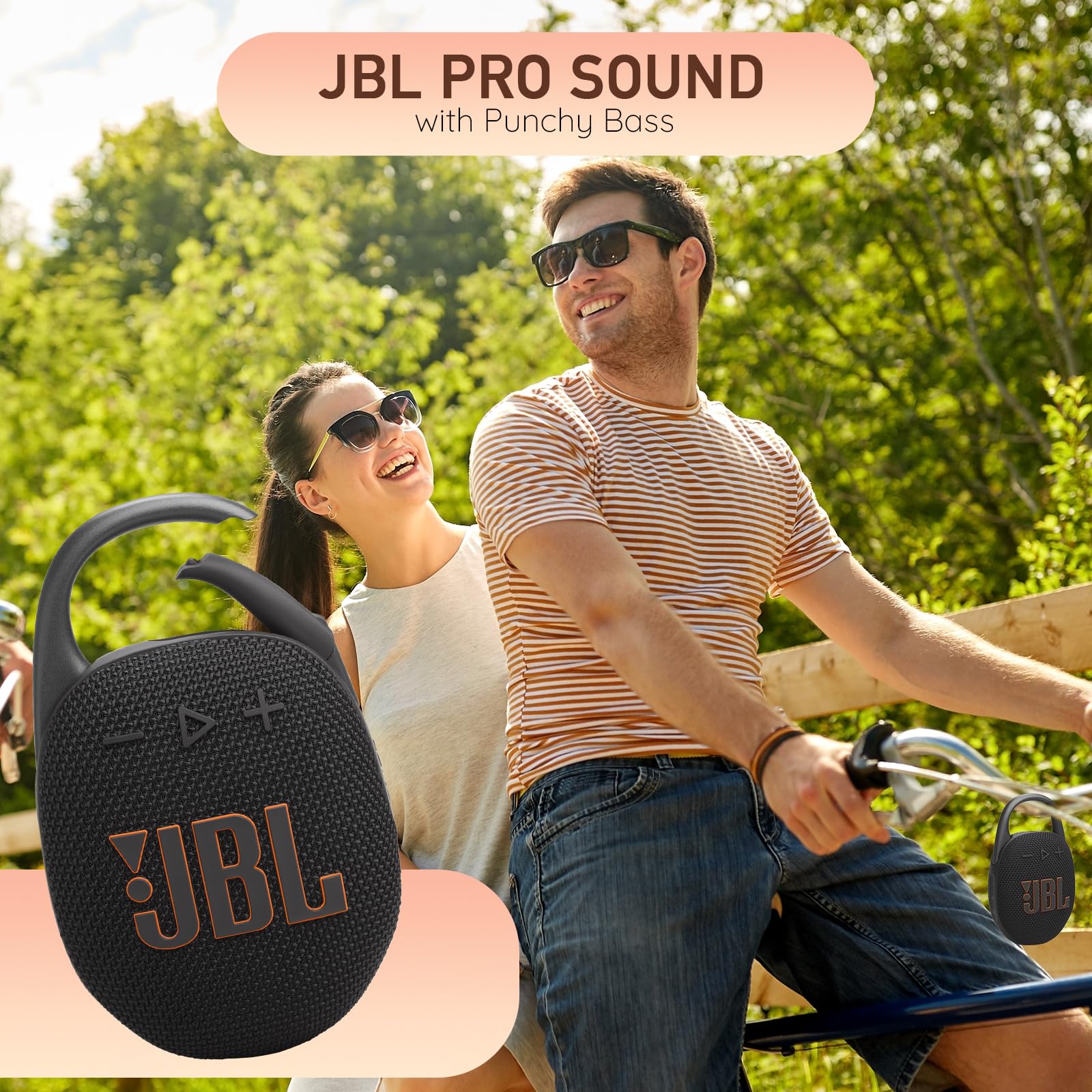JBL Clip 5 Portable Bluetooth Speaker, IP67 Waterproof & Dustproof, Long-Lasting Battery - Red - Boomph's Comprehensive Ultimate Performance Cloth Solution for Your On-The-Go Sound Experience