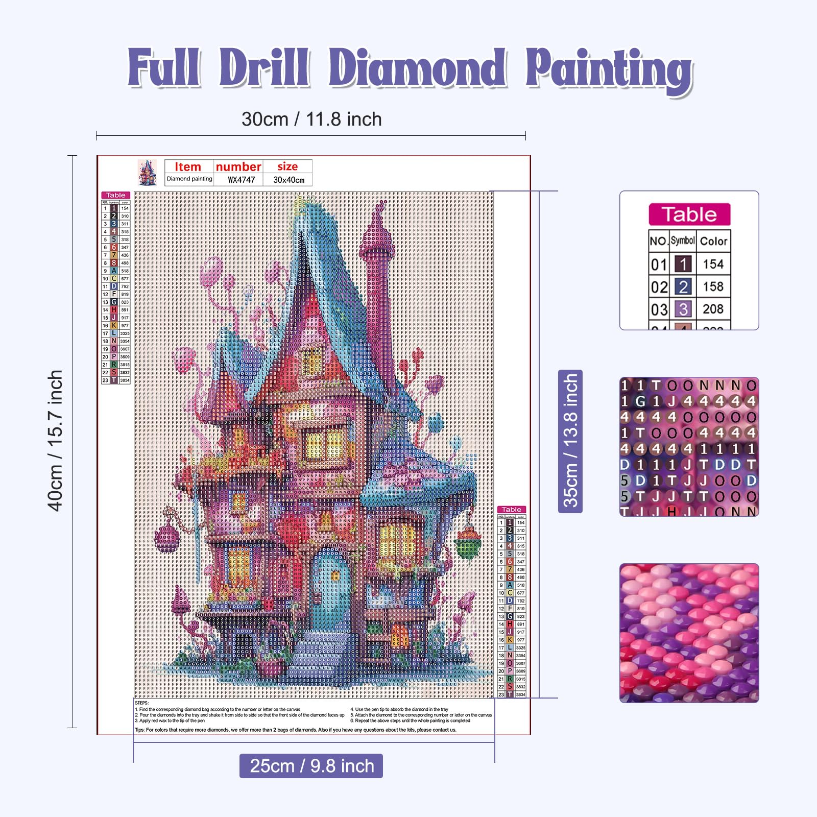NAIMOER Diamond Painting Kit per Adulti Completo Casa, 5D Diamantini Crystal Art Bambini, Pittura Diamante Fai da Te, Strass Ricamo a Punto Croce 30x40cm