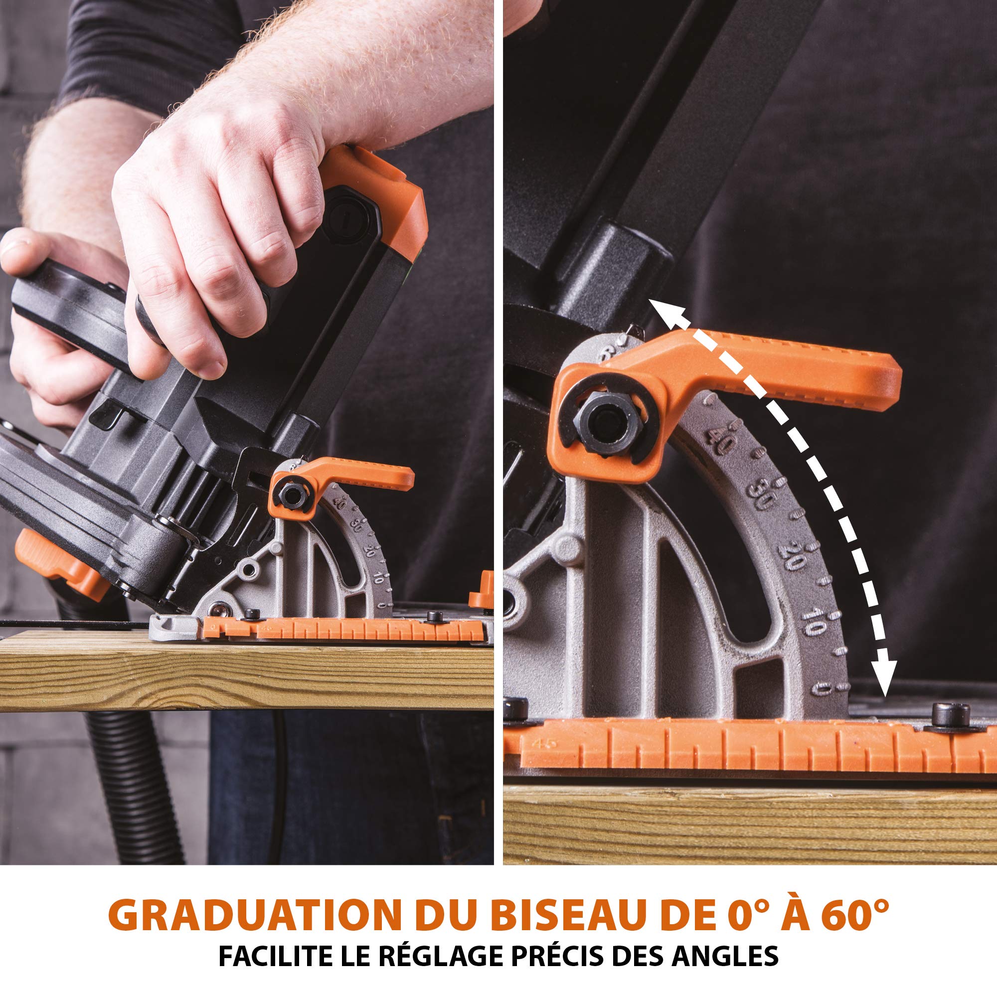 Evolution Power Tools Scie Circulaire - Coupe Multi-Matériaux - Le Bois, Le Plastique, Le Métal - Biseau 0° - 60 - Profondeur de coupe de 64 mm - Guide Parallèles - Lame Incluse 185mm - R185CCS
