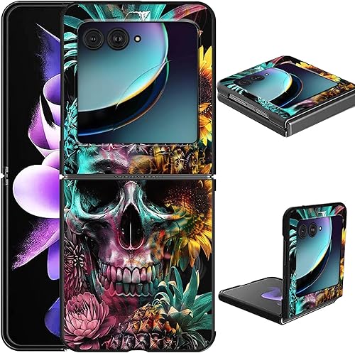 Vista 147 de Funda para Motorola Moto Razr Plus 2023 con protección de pantalla, cubierta trasera de policarbonato duro delgada y ultrafina con patrón de estante