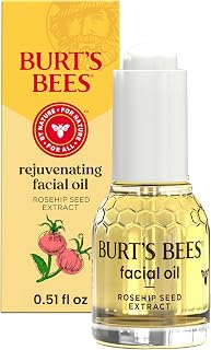 Burt's Bees Rosehip Seed Face Oil for Gua Sha - Natural Anti-Aging Hydration, Reduces Fine Lines & Wrinkles, 0.51 fl oz