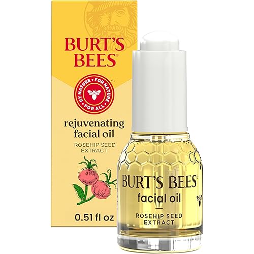 Burt's Bees Gua Sha Face Oil With Rosehip Seed Extract, Reduces Appearance of Fine Lines and Wrinkles, Use with Ice Roller & Facial Tools, Natural Origin Skin Care, 0.51 fl. oz.