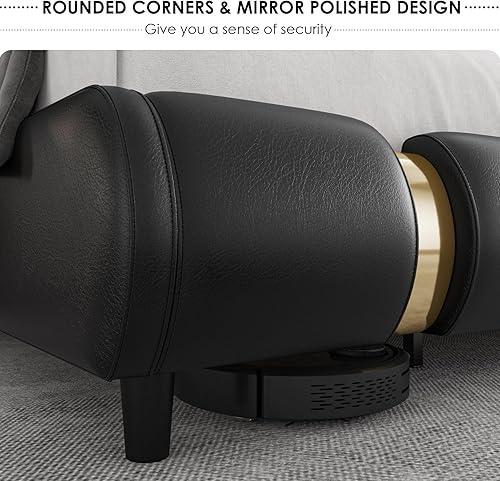 Miniatura 48 de TTVIEW Moderna base de cama tapizada de piel sintética con decoración de metal de hierro, cabecera curvada ajustable, soporte de listones de madera,