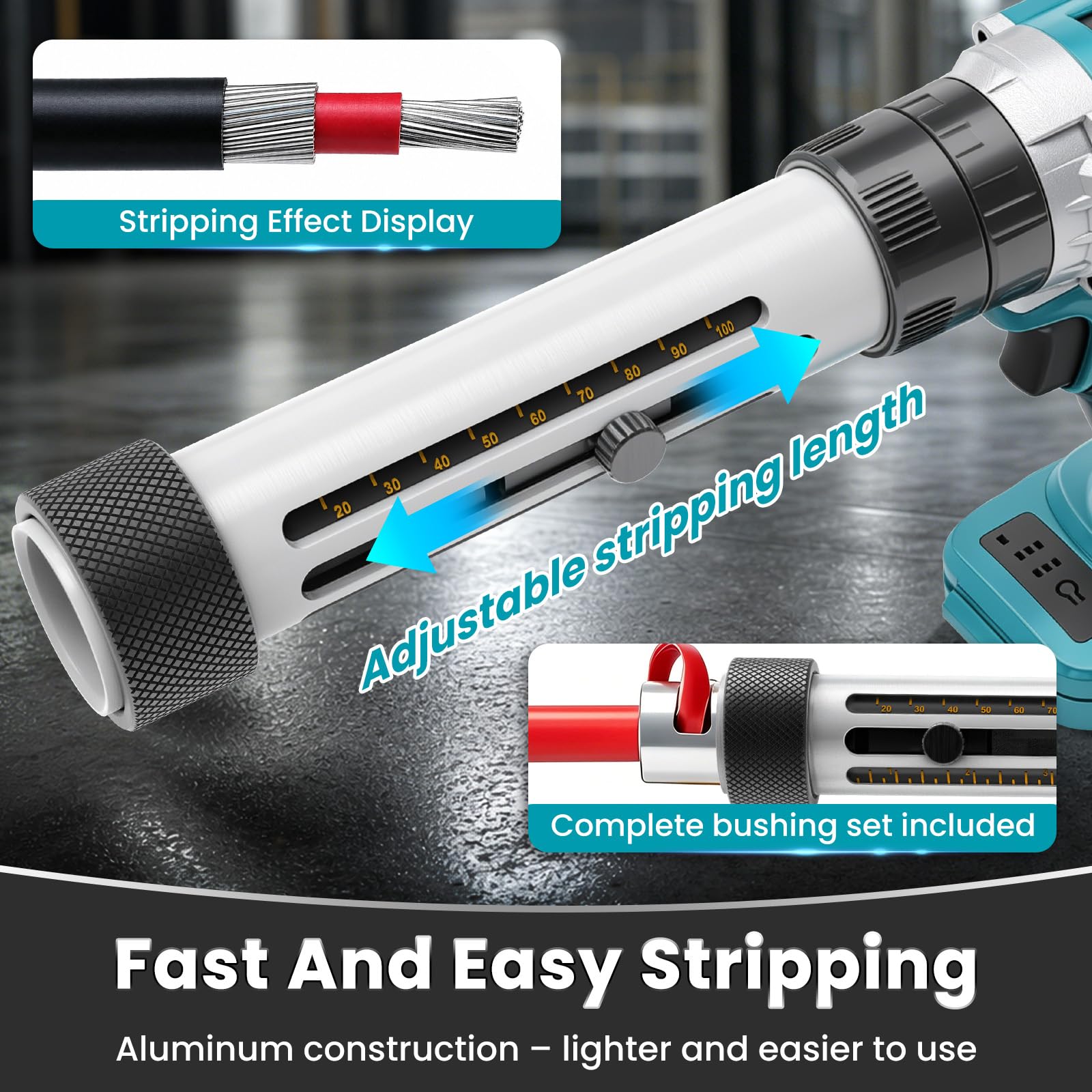 Macchina Spellacavi Elettrica Compatibile con Makita 18V (Batteria Non Inclusa), Spellafili Automatico per Cavi in Rame da 50-300 mm², Utensile Portatile per Recupero e Lavorazione Cavi