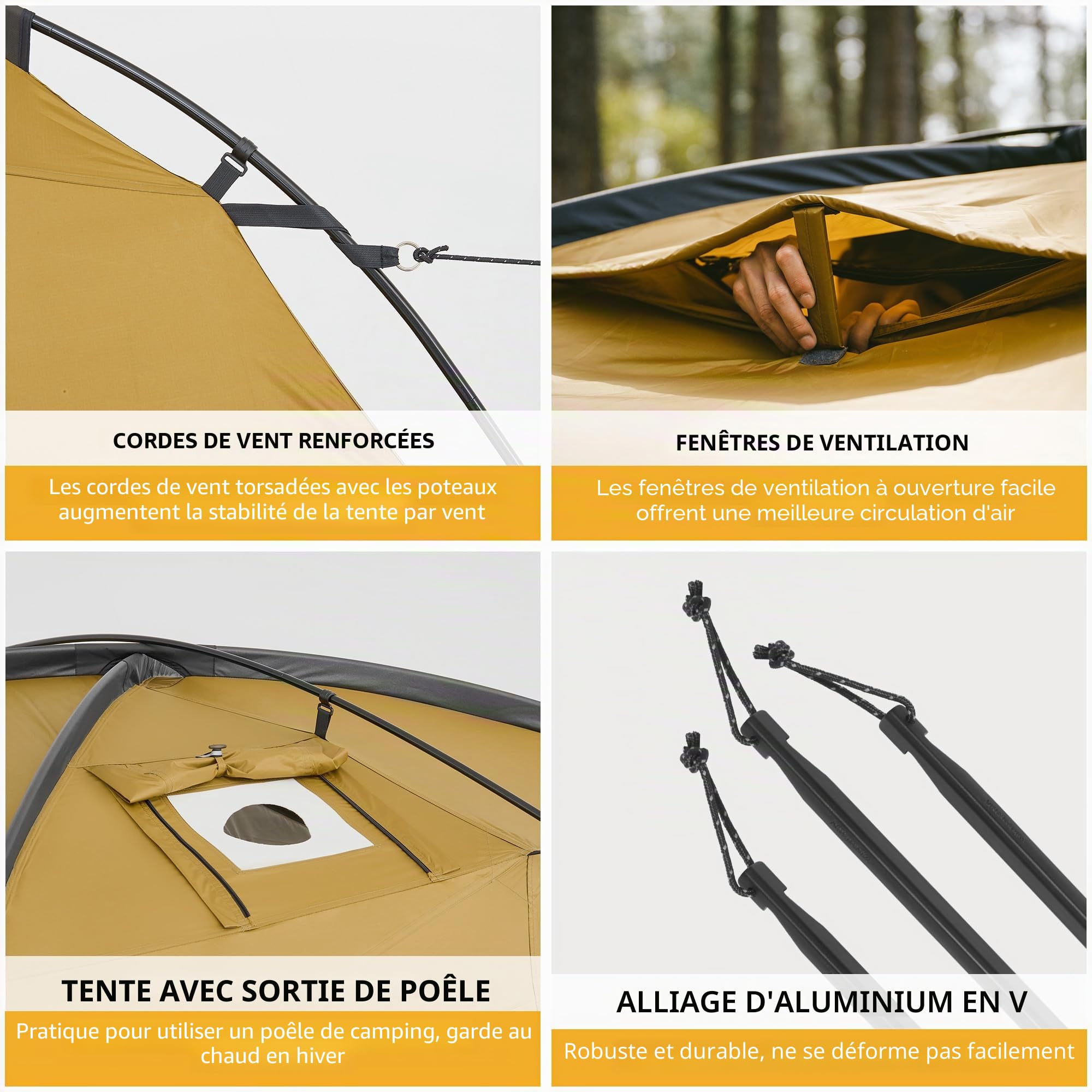 Naturehike Tente Bivouac 2-4 & 3-6 Personne Place Tente de Camping Tente d'auvent étanche pour la Maison, adaptée aux Voyages en Voiture, à la randonnée et au Camping
