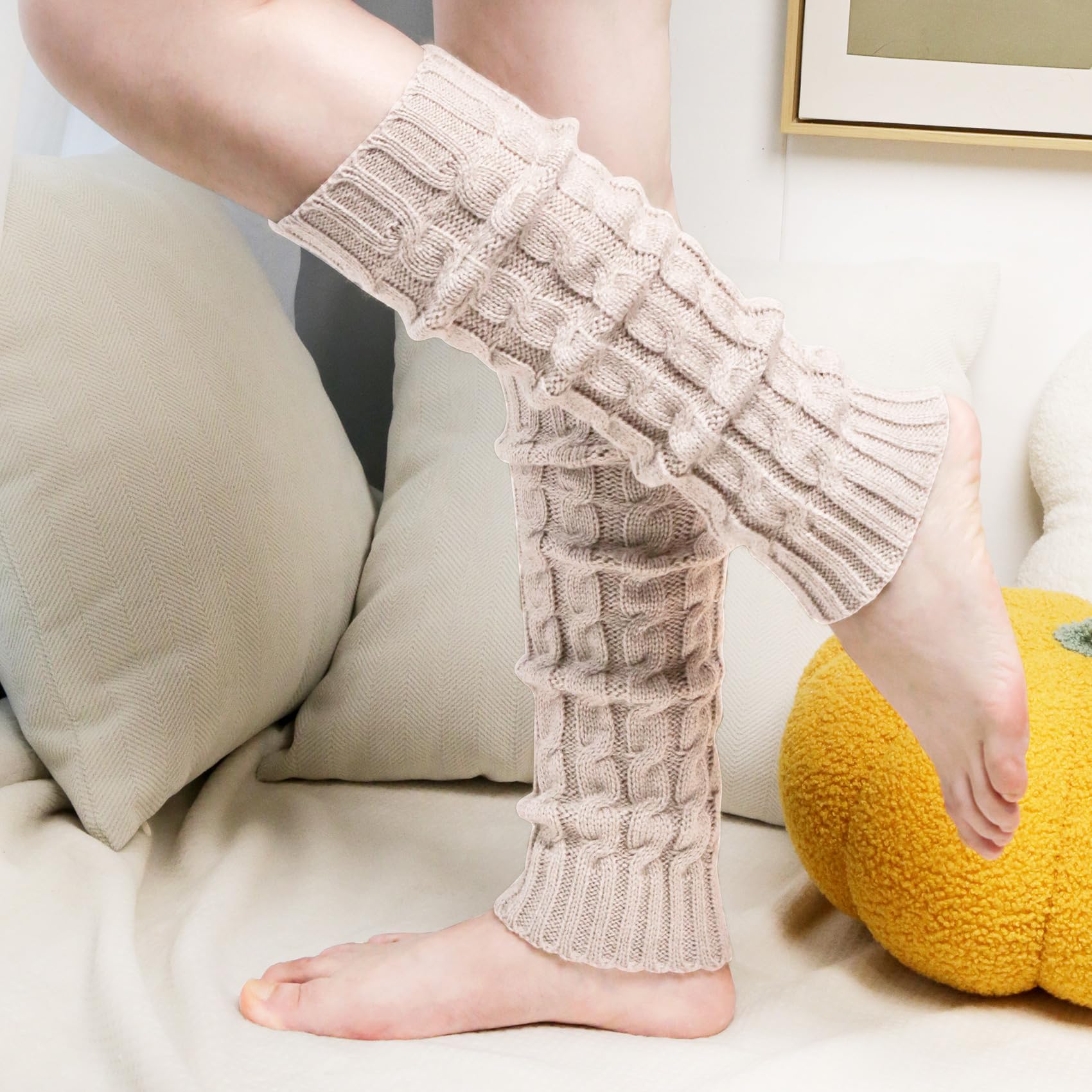 Condition photo showing New/Like New for loritta womens leg warmers winter warm knit long boot socks slouch knee high 80s for party