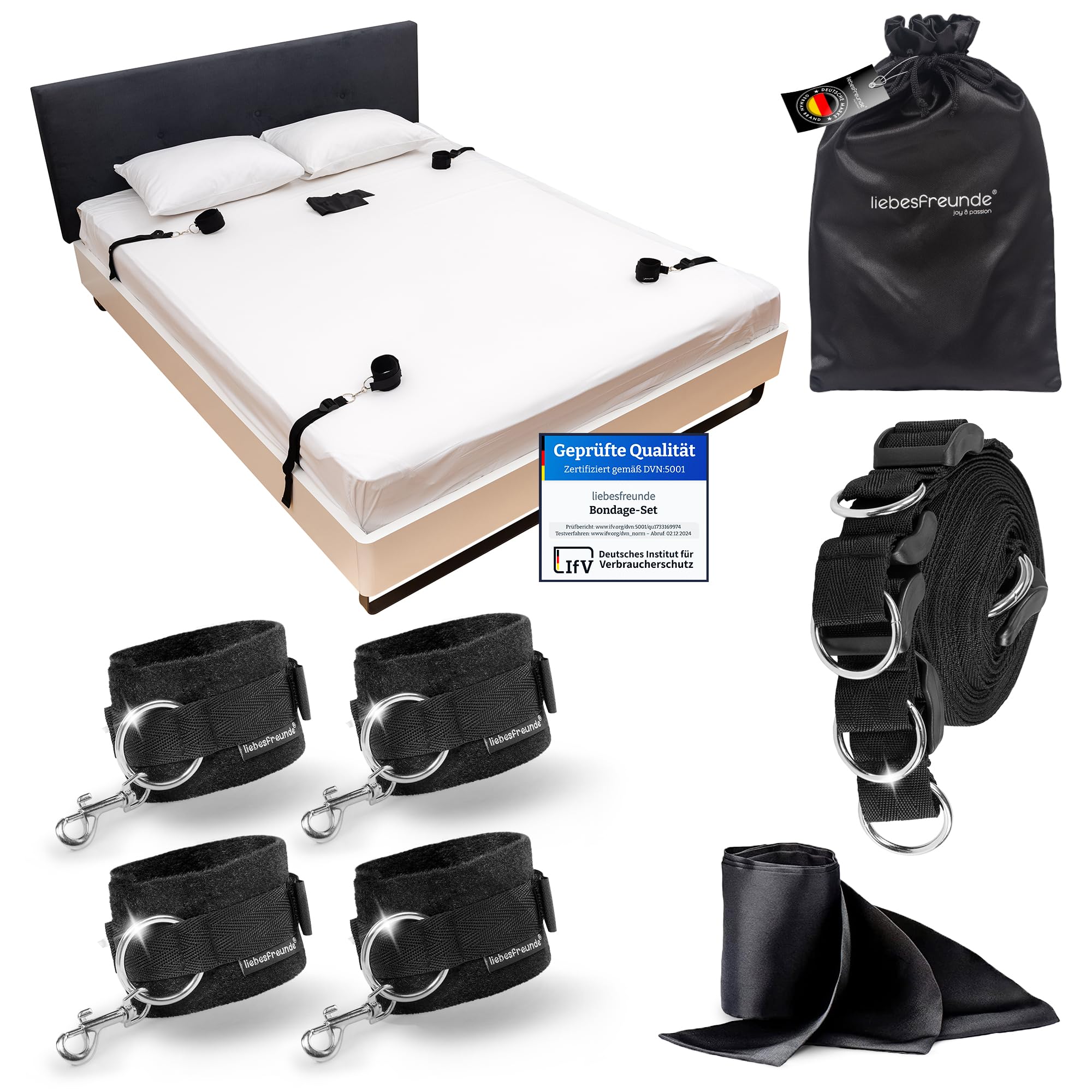 liebesfreunde Bondage-Set Bett Fesseln Sex-Spielzeug fr Paare I Extrem  stabiles BDSM Fesselset mit Bettfesseln, Handschellen, Augenbinde :  Amazon.de: Drogerie & Krperpflege