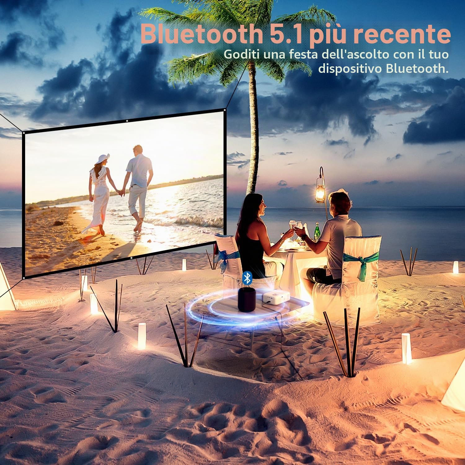 VOPLLS 22000L, videoproiettore Bluetooth WiFi Full HD 1080P, proiettore video portatile con zoom al 50%, per cellulare, tablet, laptop, PC, TV, HDMI, USB, AV