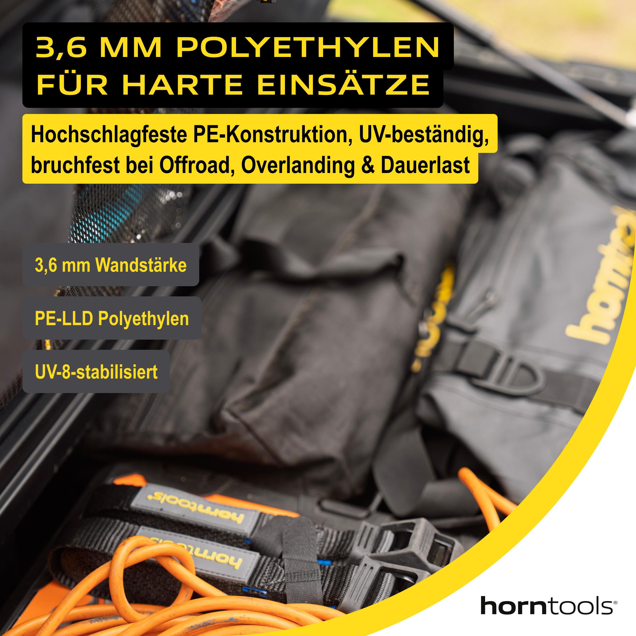 horntools Offroad Dachbox Auto - 98 L, Wasserdicht - Overlanding & Camping