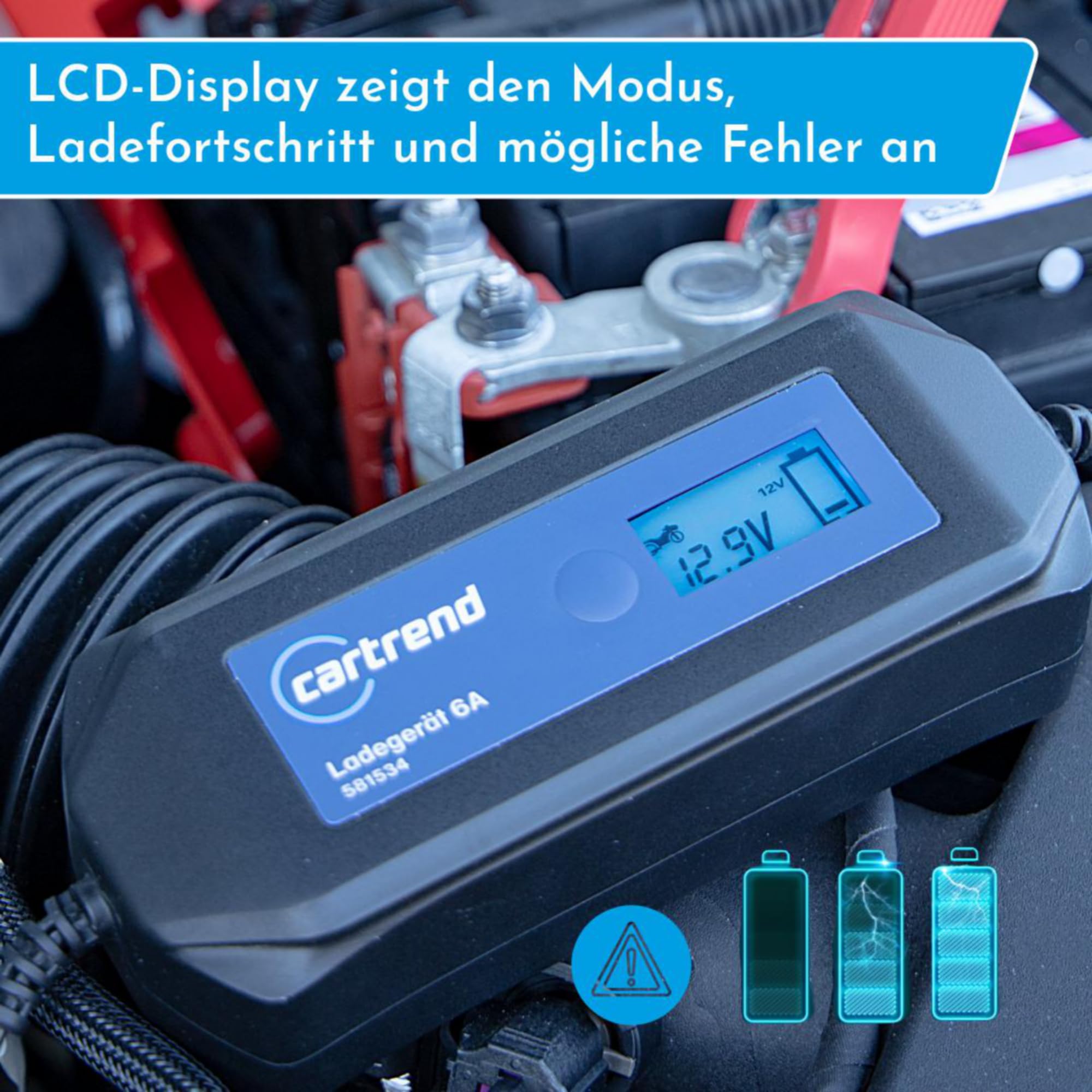 cartrend Ładowarka samochodowa DP 10.1 do funkcji automatycznego startu po awarii zasilania, nie wymaga konserwacji, kwasowo-ołowiowego, żelowego, EFB, AGM, samochodów osobowych, motocykli, łodzi i