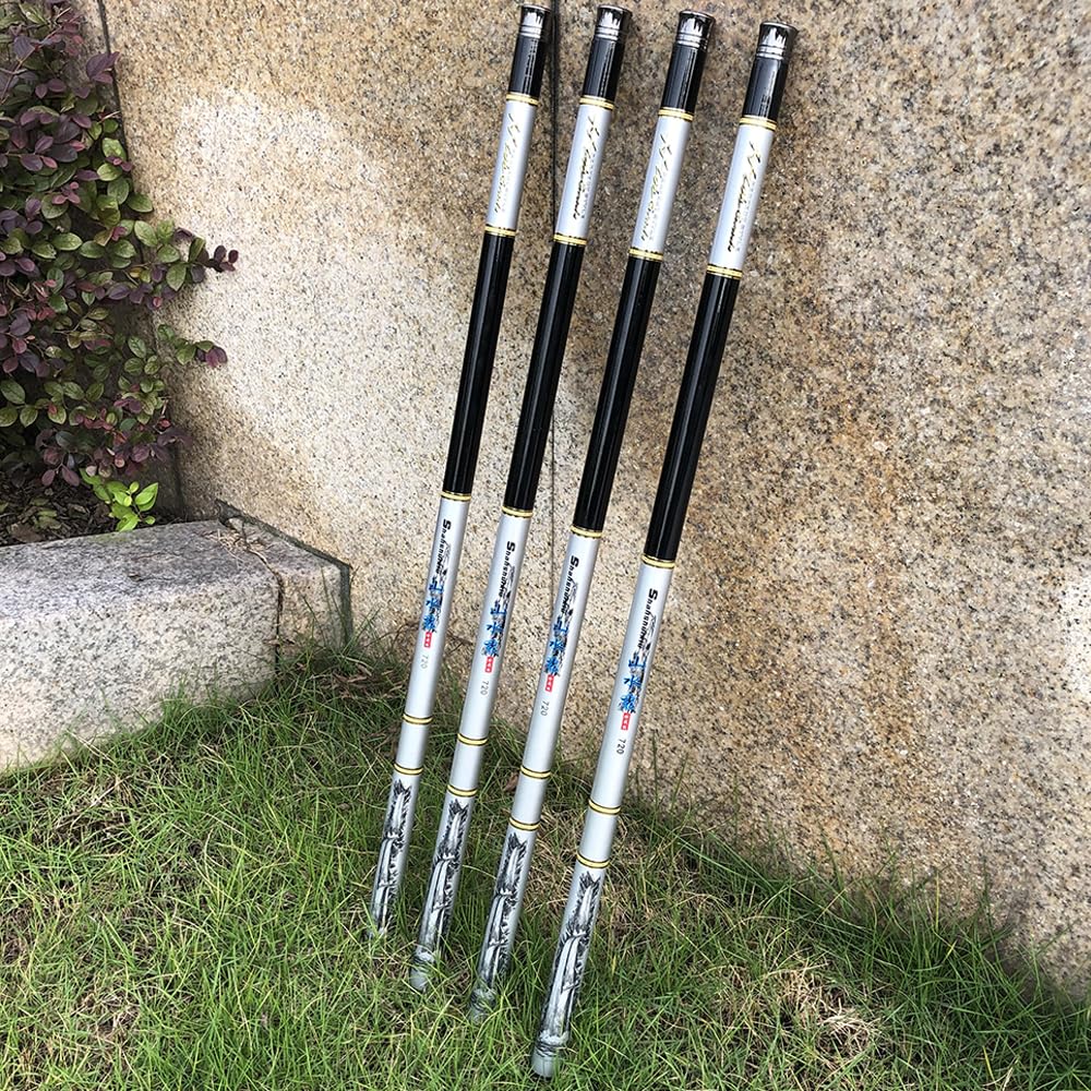 CañAs De Pescar Varilla de Carpa súper Dura Coda de Corriente telescópica Fina Mano de Obra 3.6-7.2m Sección Larga Ajustable caña de Pesca CañA De Pescar(7.2 m)
