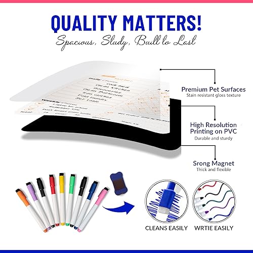 Miniatura 5 de Luvlivlyf Tabla de tareas de 3 piezas  Tabla de tareas de borrado en seco para niños con 10 marcadores de tapa de borrador y 1 plumero  Tabla de