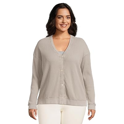 Mod o doc Long Sleeve Button Front Waffle Cardigan Women
