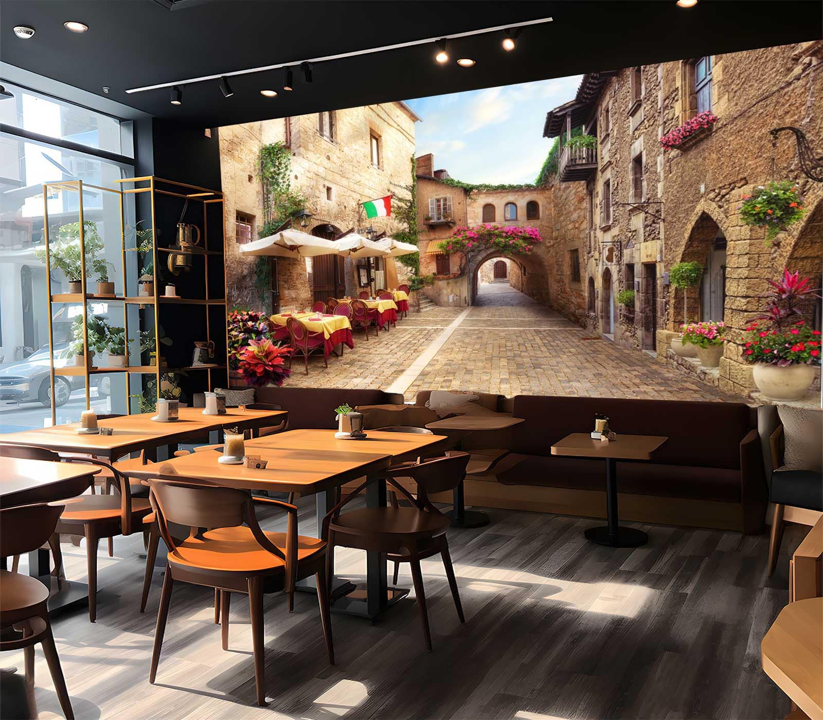 Cliouar-Italian Street Town Wall Mural wallpaper-137 x 100